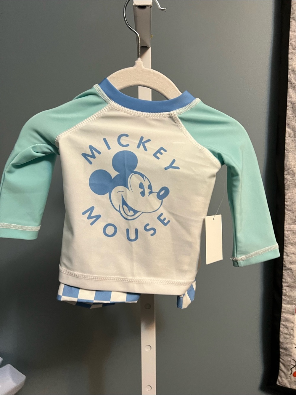 Disney Mickey Mouse Long-Sleeve Rash Guard and Swim Trunks NWT